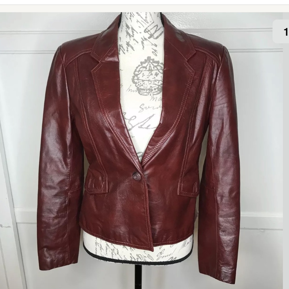 Vintage 80s Wilsons oxblood Leather blazer 14